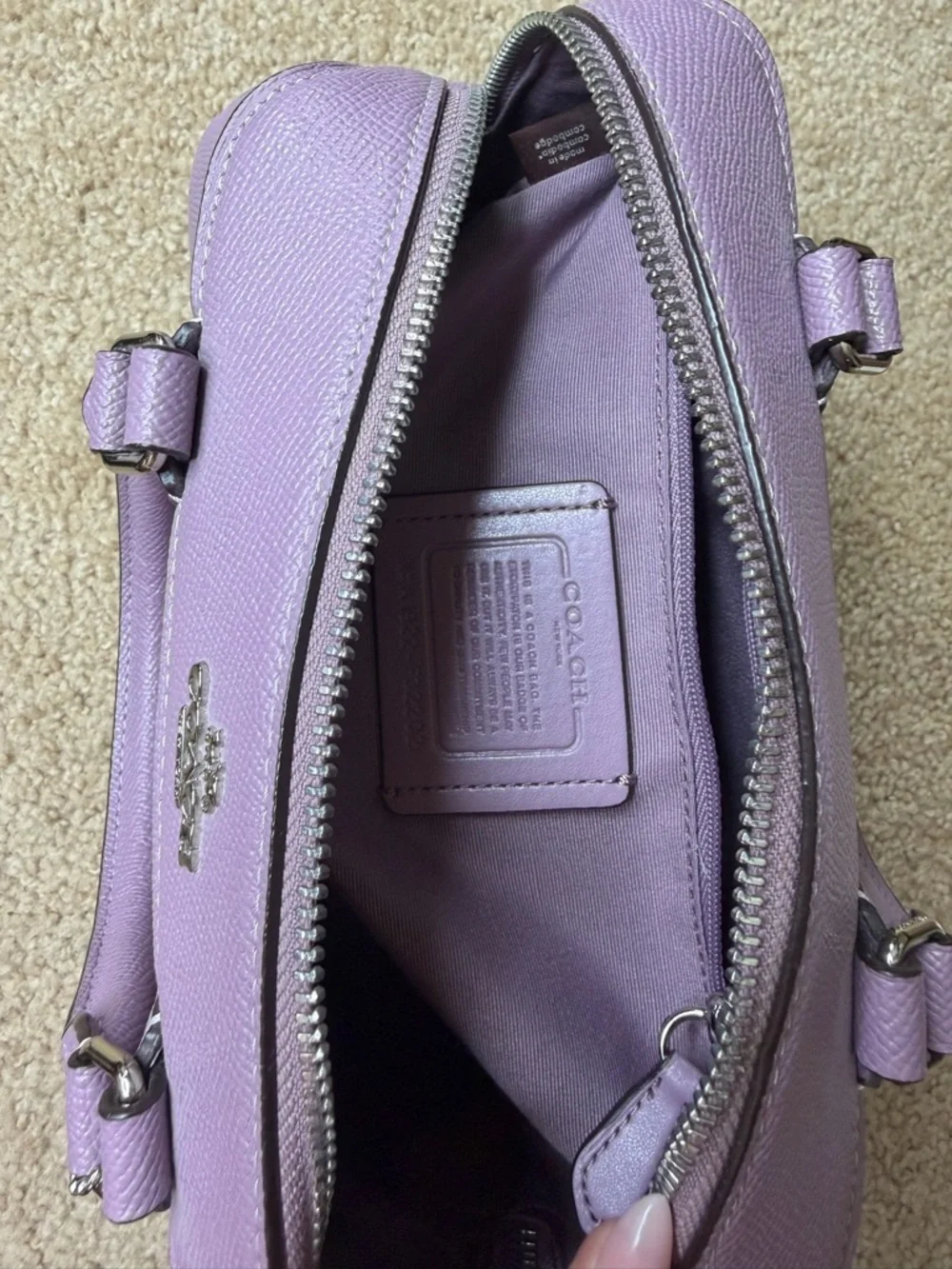 Coach Mini Bennett Satchel Lavender Crossbody Bag Lilac Leather Top Handle Purse - Picture 7 of 14